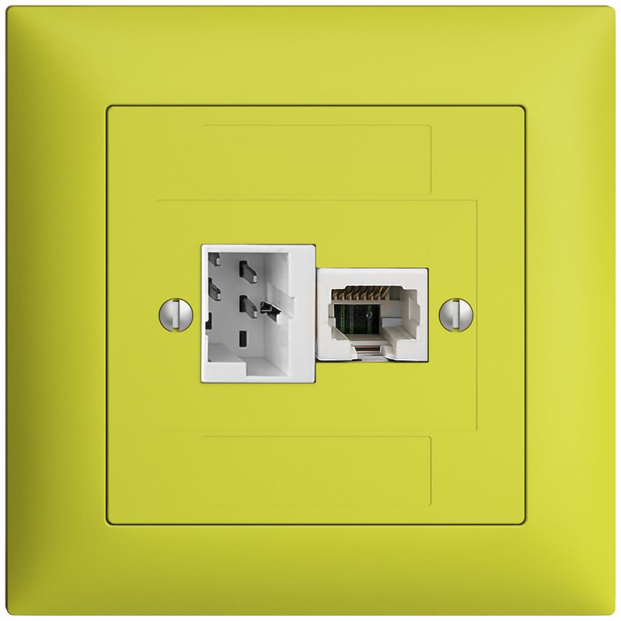 UP-Anschlussdose 1×TT,1×RJ45/u 4P EDIZIOdue lemon ITplus ITM