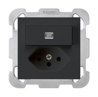 Combinazione luminosa INC A-R/1P+T13 nero kallysto con piastra di fissaggio