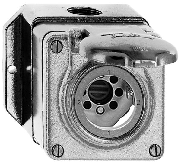 Interruttore rot. AP bagn.3/3P Al natura per serrat. senza cilind