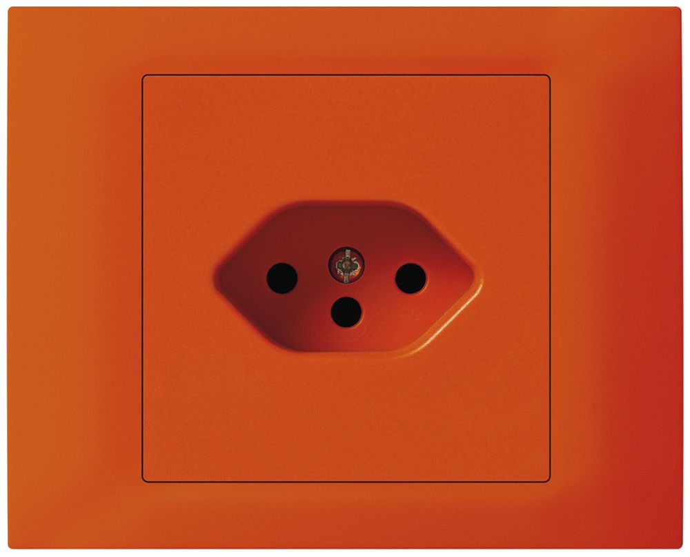 EB-Steckdose kallysto T13 Bauart T mit EB-Dose G3 Abdeckrahmen steckbar orange