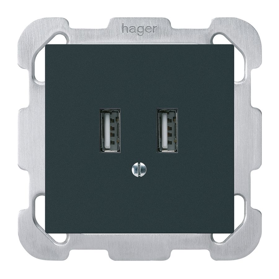 Prise de charge USB ENC Hager kallysto B 240V 2400mA noir