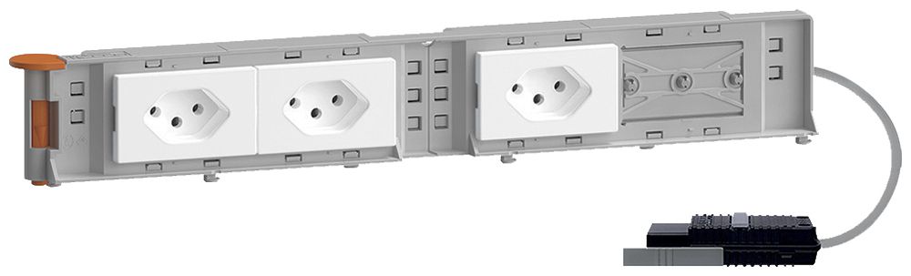 Geräteträger Hager BKG 3×Typ 13 10A 250V 60×342mm Rundkabel weiss