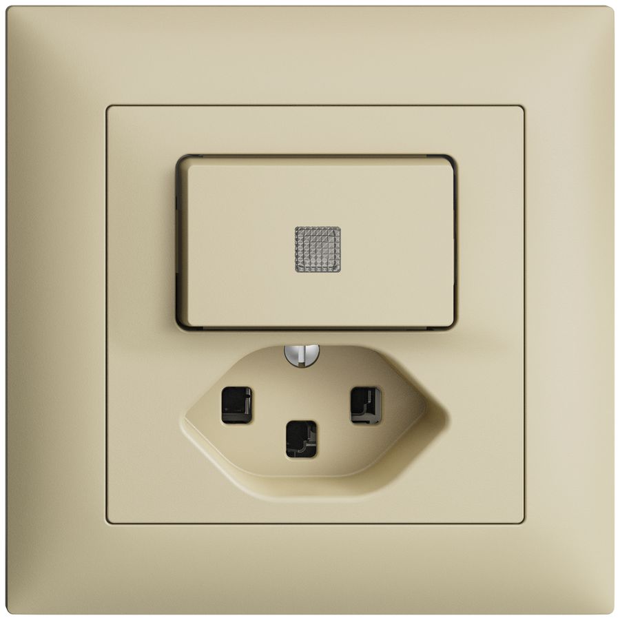 UP-Leuchtkombination A-R/1L+T23 vanille, LS EDIZIOdue mit Linse, LED gelb