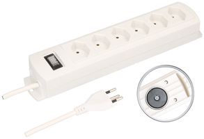 Steckdosenleiste MH 6×T13 Prime-Line Td 3×1mm² 3m weiss Schalter Magnete