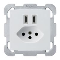 Prise de charge USB ENC Hager kallysto C-C 20W+T13 5V 77×77mm blanc