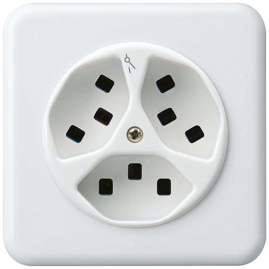 UP-Steckdose Hager basico 3×Typ 23 1×S C weiss