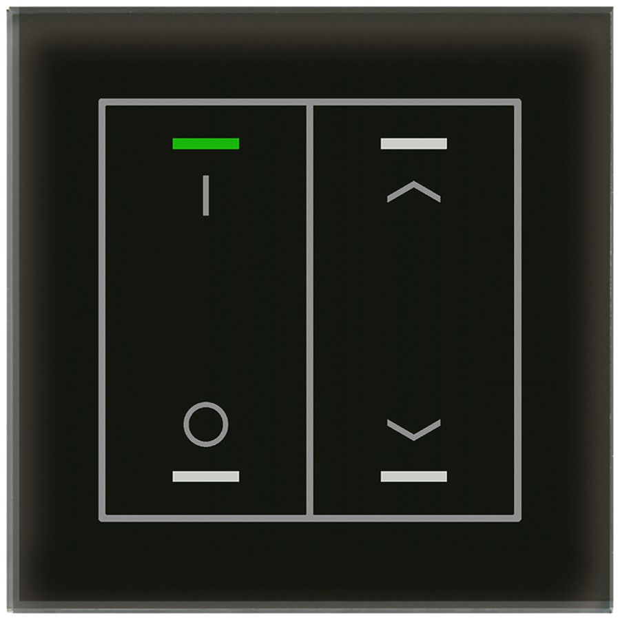 Poussoir KNX RGBW ENC MDT BE-GTL2TS.D1S 2t/4a temp.verre blanc "I/O"-"jalousie"