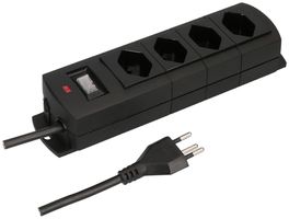 Steckdosenleiste MH 4×T13 Prime-Line Td 3×1mm² 5m schwarz Schalter