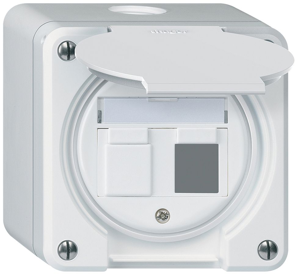 Kit di montaggio AP robusto IP55 piatto bianco per 2×Keystone