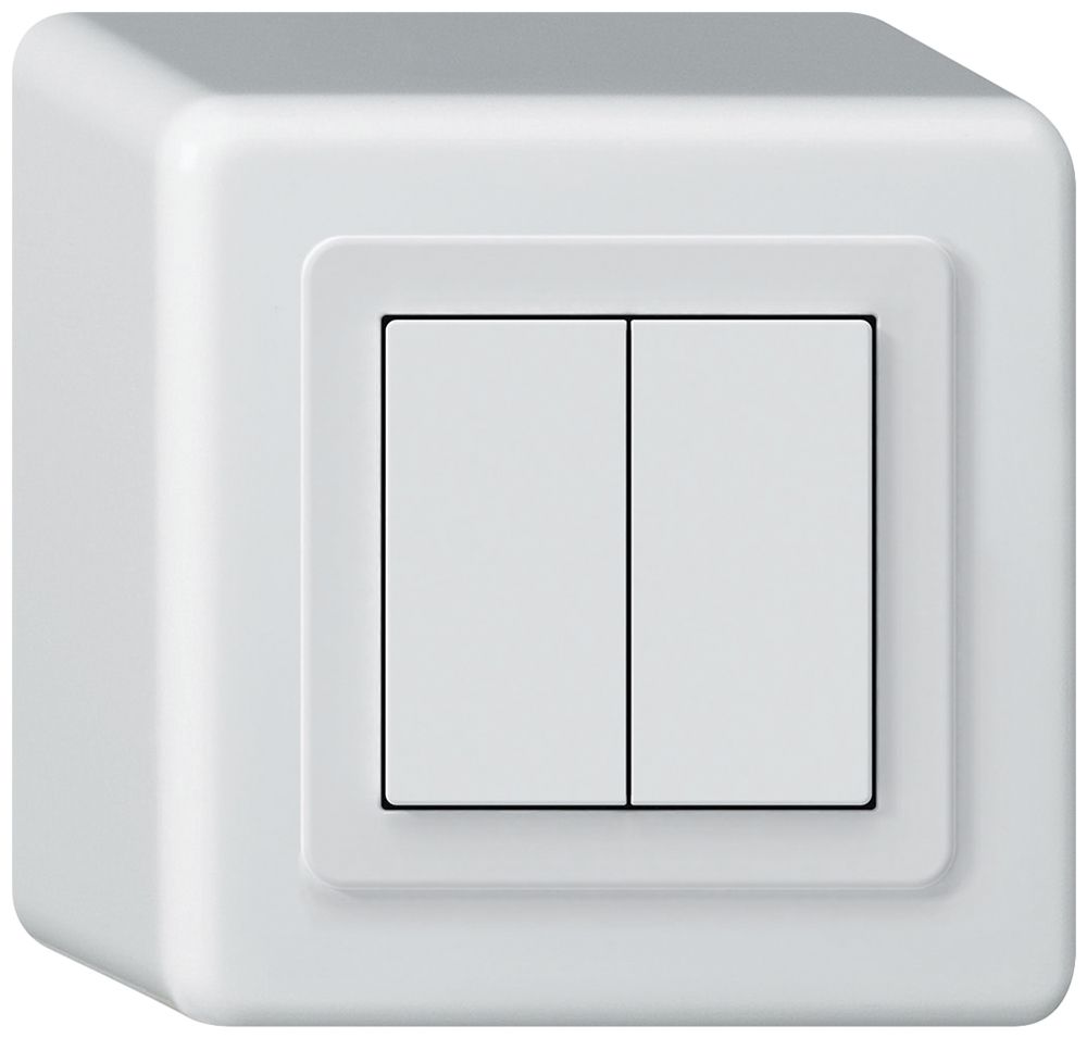 Poussoir KNX AP Hager BA basico Q double 88×88mm blanc