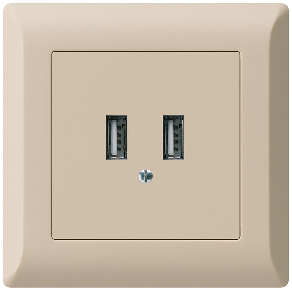 UP-USB-Ladesteckdose Hager kallysto.line 240V 2400mA beige