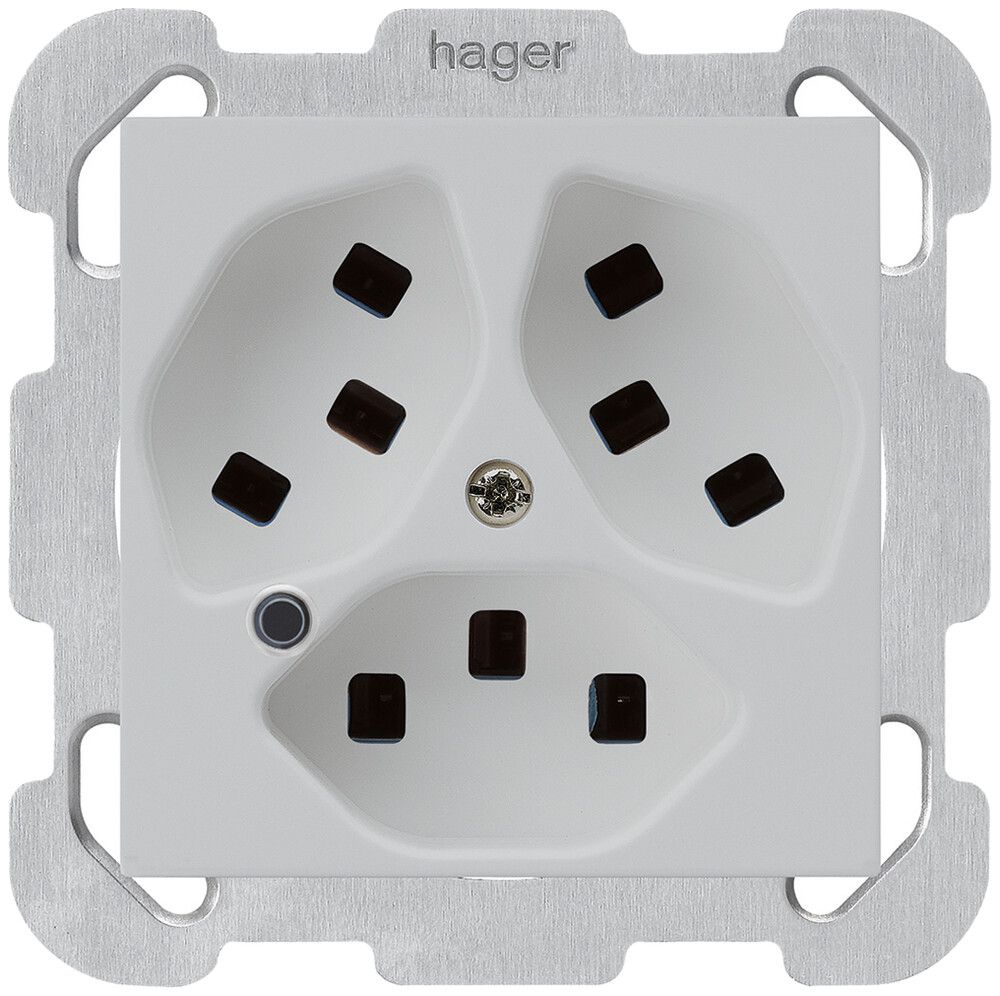 Presa INC Hager kallysto 3×T23 illuminato B grigio chiaro