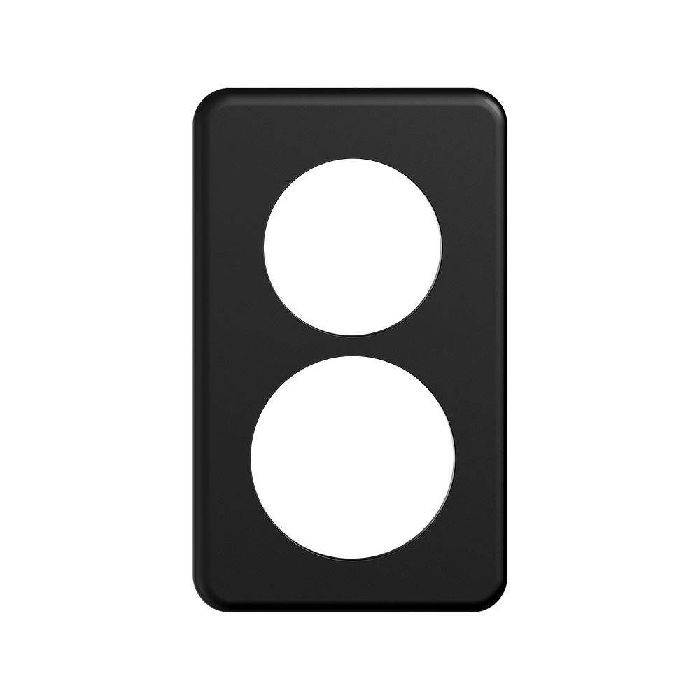 Abdeckplatte STANDARDdue 2×1 schwarz 1×Ø50, 1×Ø58