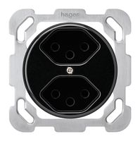 Insert pour prise ENC basico 2×type 13 avec plaque de fixation noir