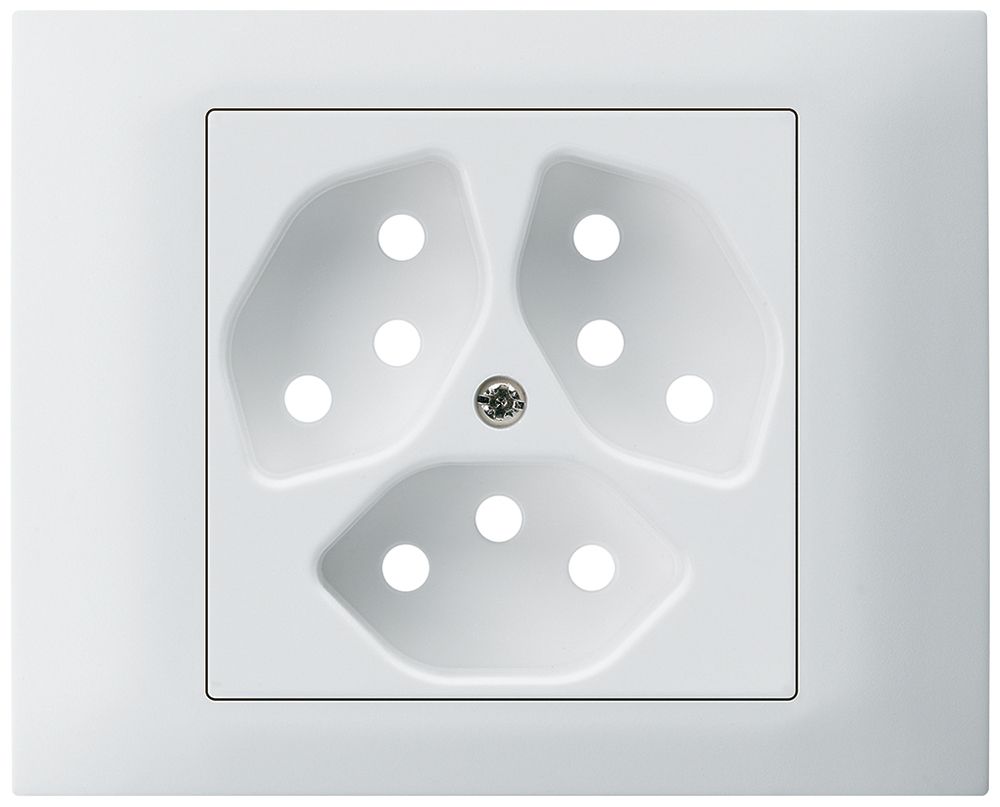 EB-Frontset Hager kallysto für Steckdose G3 3×Typ 13 Abdeckrahmen steckbar weiss