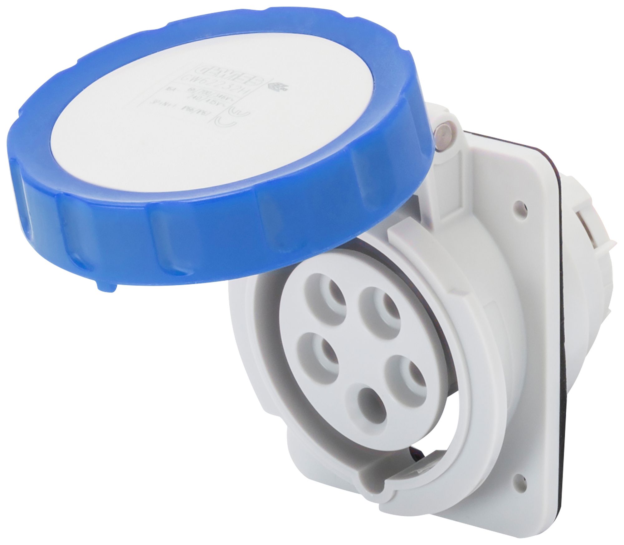 EB-Steckdose CEE Gewiss 309 HP 5P 16A 230V bl 9h IP67 Schraube 85×75mm