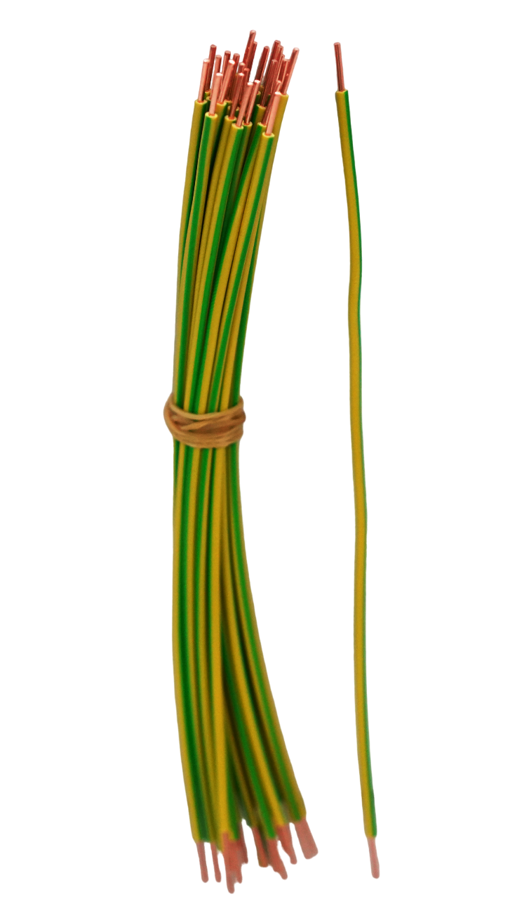 Anschlussdraht für Schalterkombinationen PE, grün-gelb, 20 cm, 25 Stk.