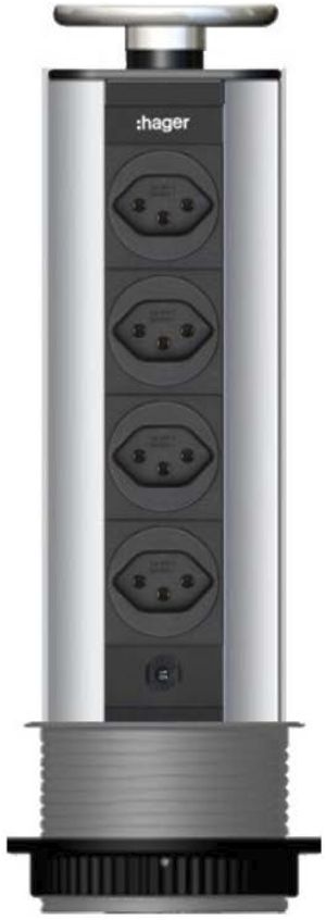 Steckdose versenkbar Tehalit 4×T13 Liftup 8 mit Wippdeck.Edelstahl