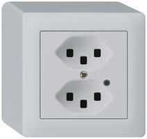 Prise AP Hager kallysto 2×T23 illuminé Q gris clair