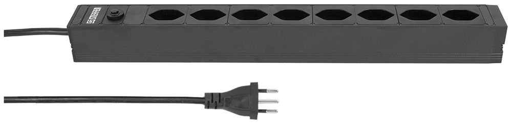 Steckdosenleiste Steffen ALU MODULAR 8×T13 3m schwarz