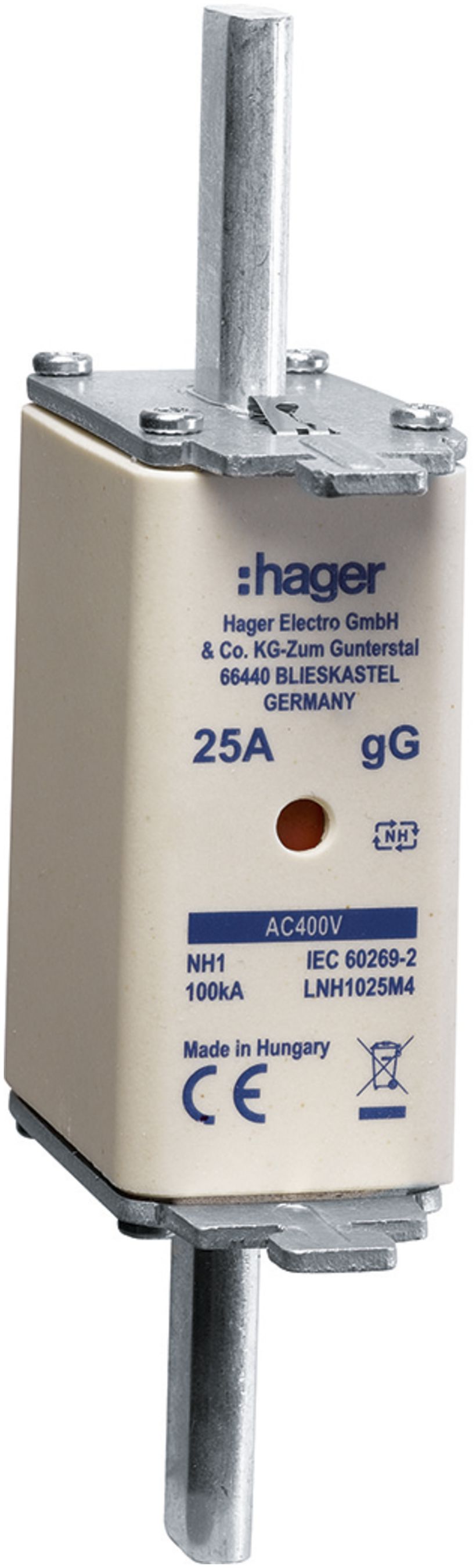 Fusible HPC Hager DIN1c 400VAC 125A gG/gL avertisseur double antirouille