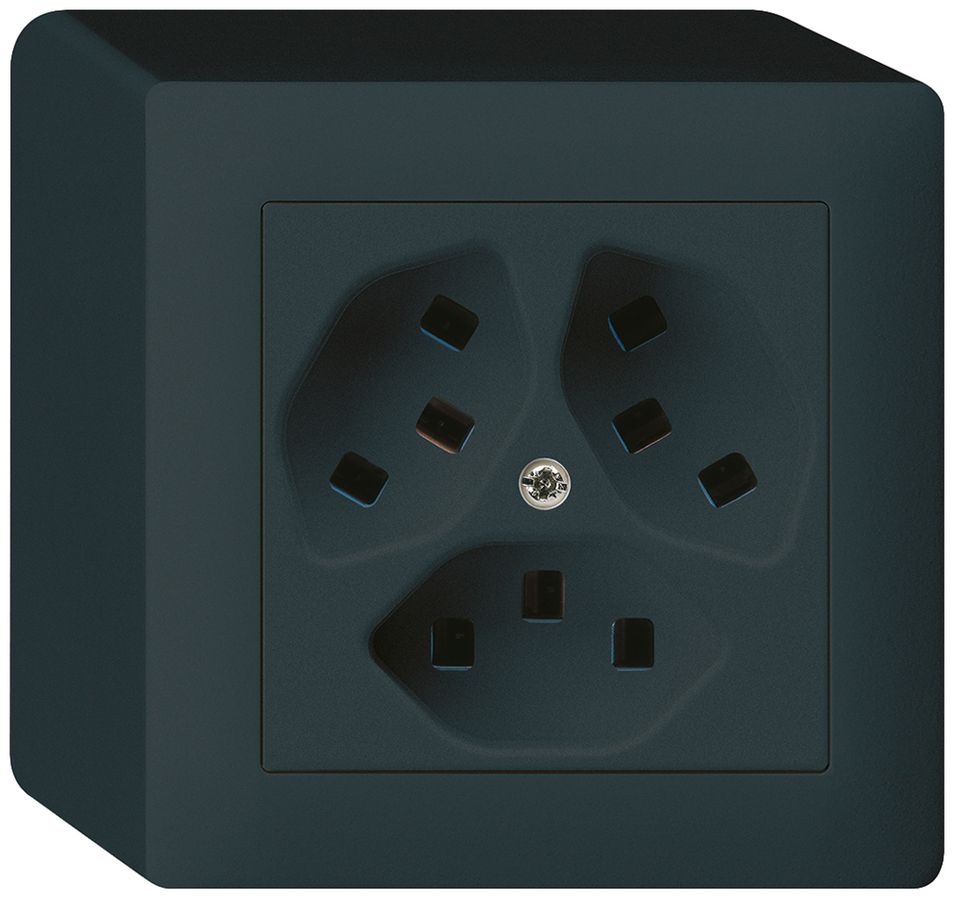 Prise AP Hager kallysto 3×T23 Q noir