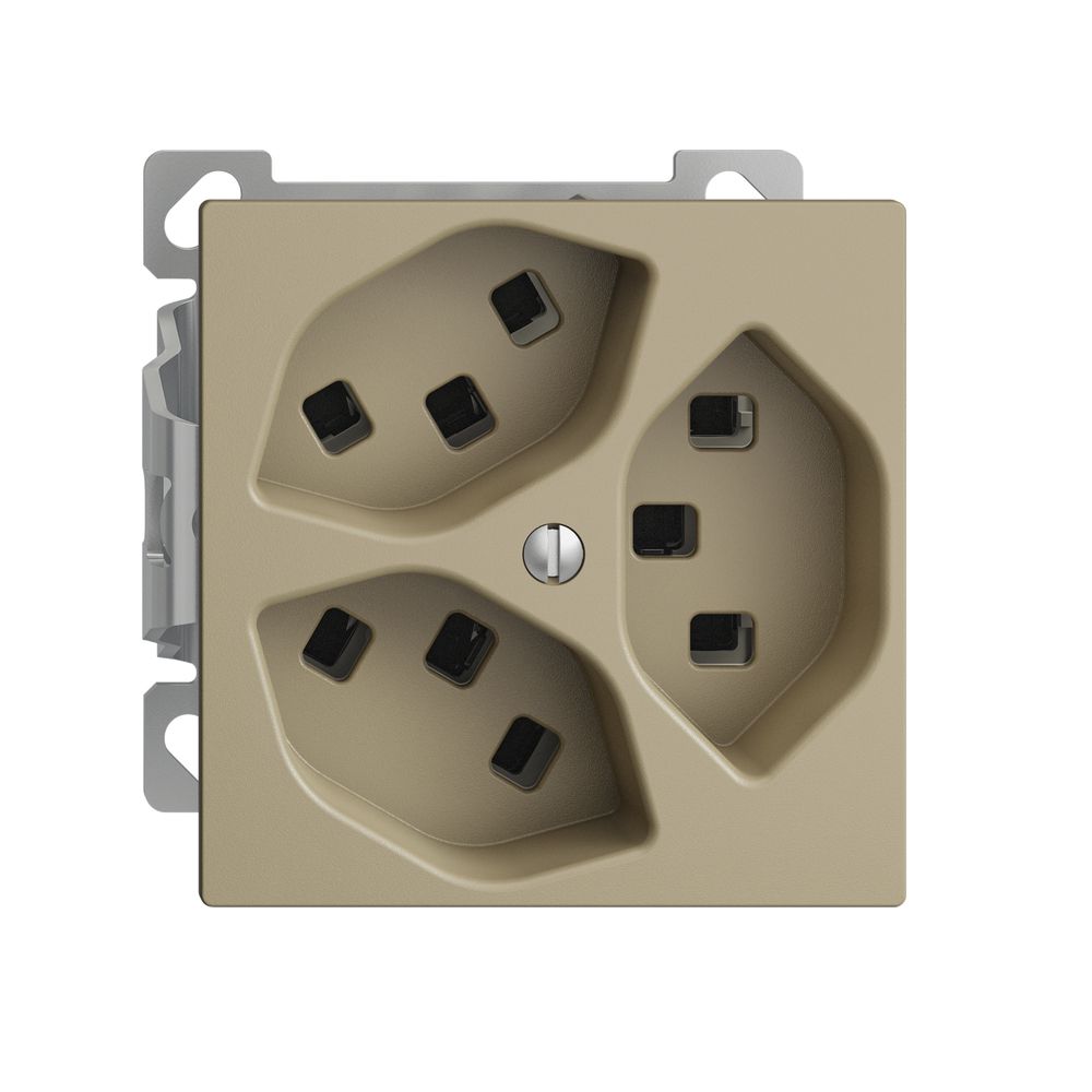 AP-Steckdose EDIZIOdue 3×T23 Kombi-Einsatz sand