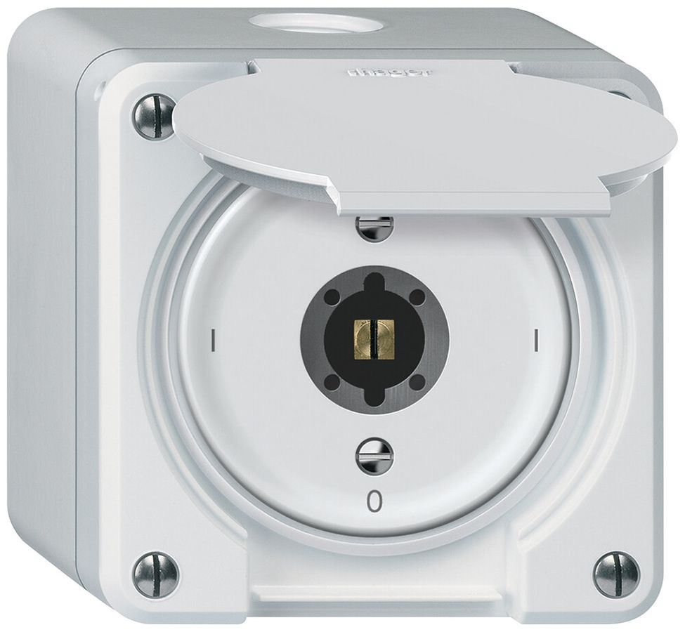 AP-Schlüsselschalter robusto Ausschalter 1-polig 16A 250V 86×86mm weiss