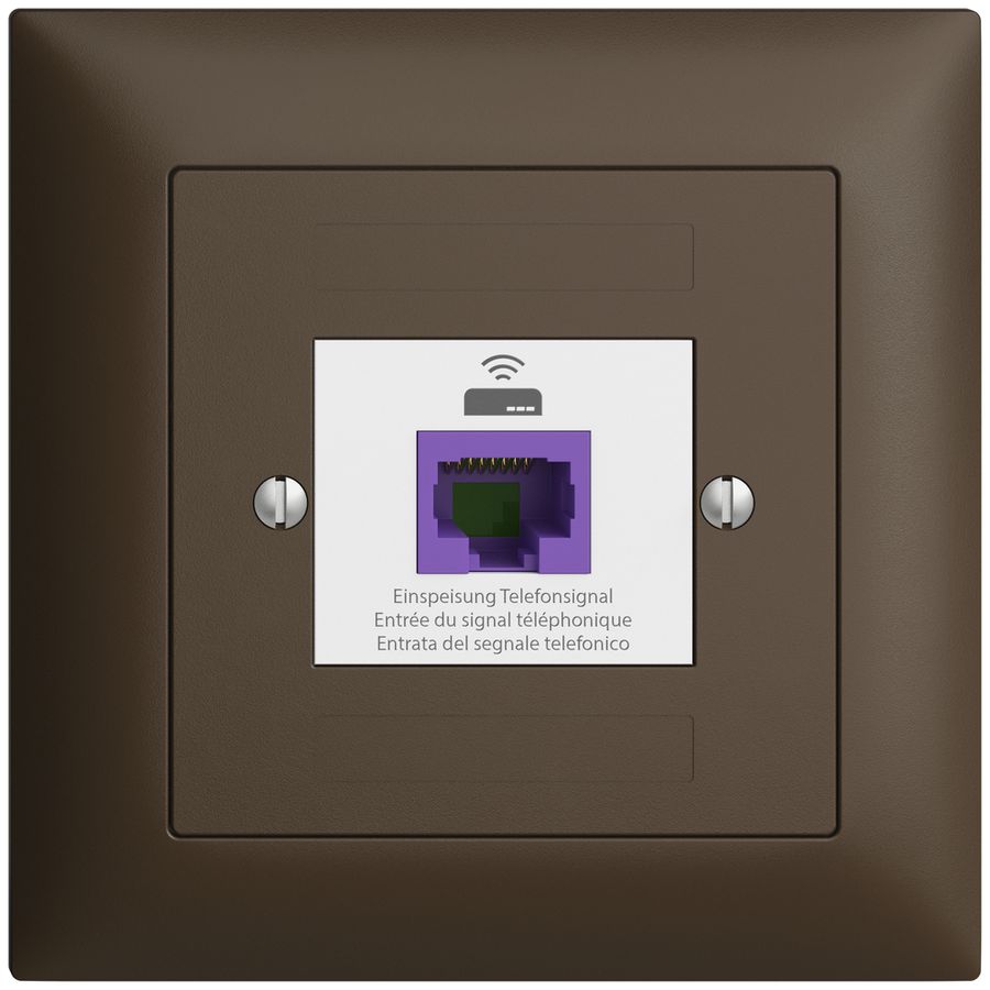 UP-Rückführungsdose EDIZIOdue FMI 1×RJ45 f.Swisscom VoIP, 8 polig, UTP, coffee