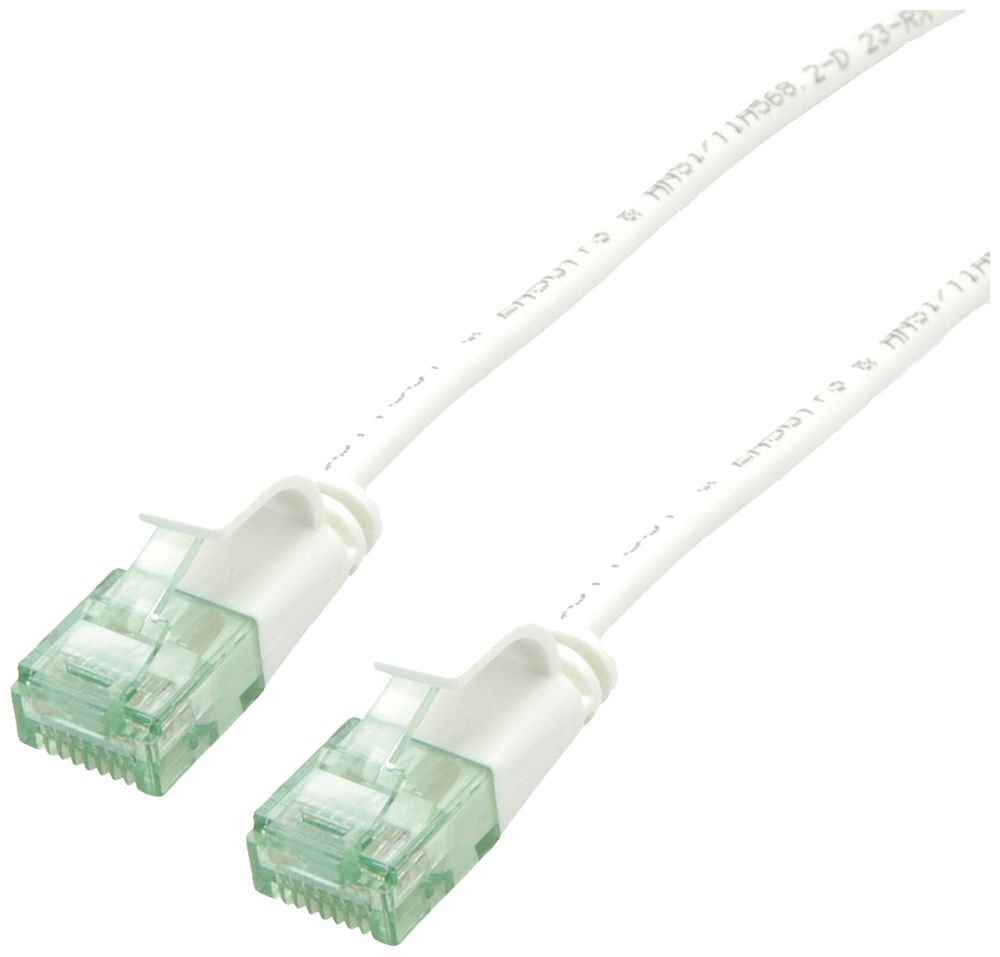 Câble patch RJ45 ROLINE RM DataCenter slim cat.6A U/UTP AWG32 TPE blanc 0.3m