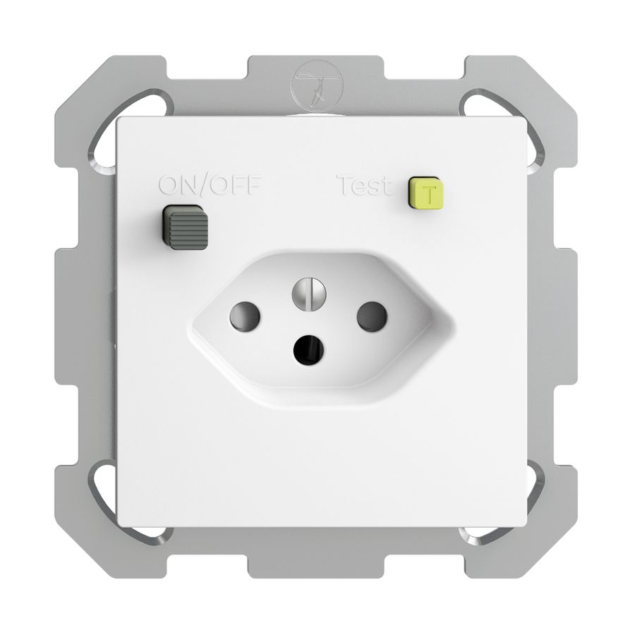 Prise ENC EDIZIOdue T13 FI 30mA FM, shutter, blanc