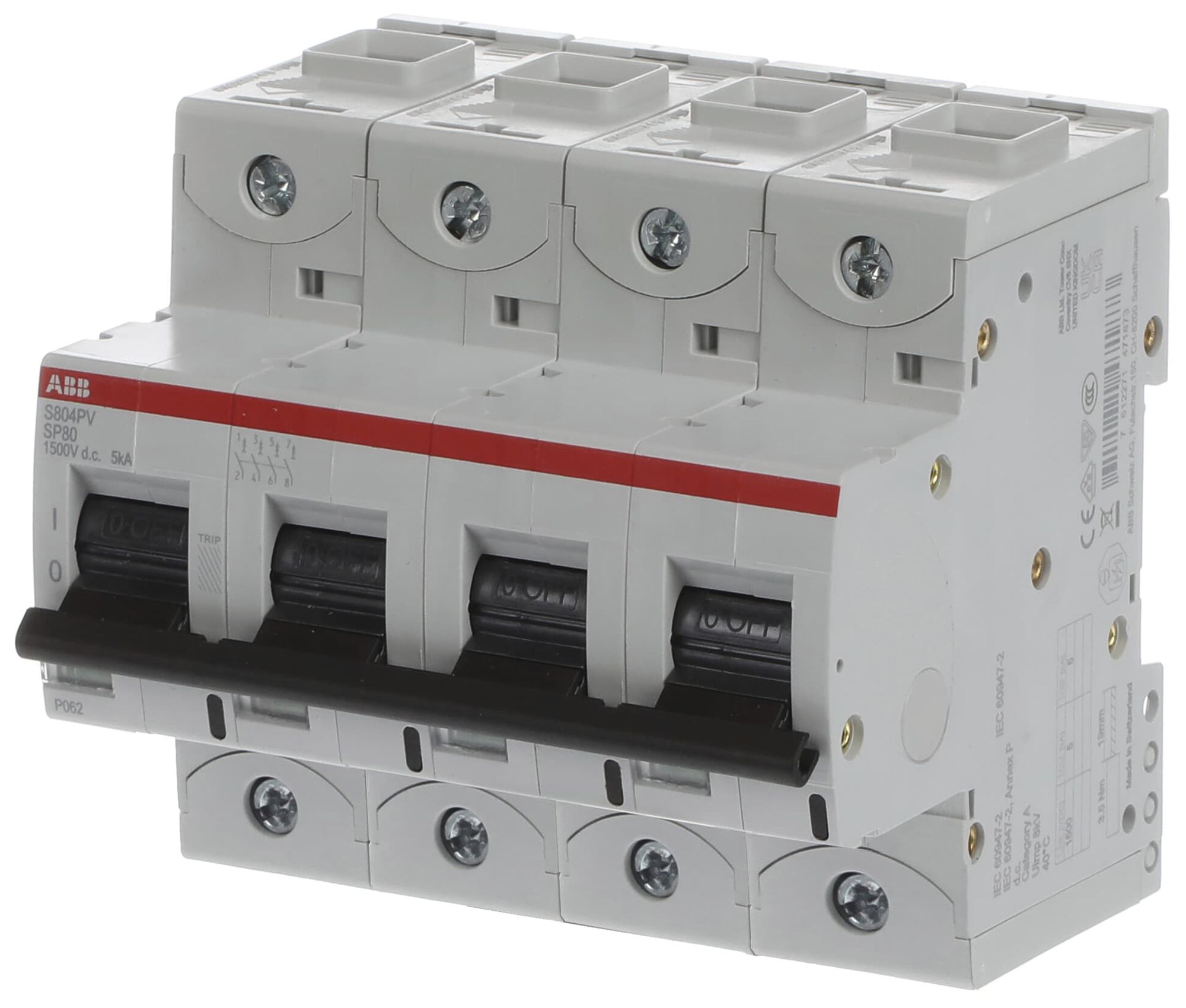 Leitungsschutzschalter ABB S804PV-SP80 4P 1500VDC 80A 5kA 6TE