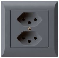 UP-Steckdose kallysto.line 2×T13 anthrazit mit Kinderschutz