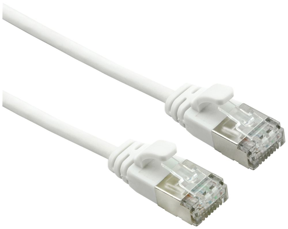 Patchkabel RJ45 ROLINE Slim 2m weiss U-FTP Kat.6A LSZH Kl. EA 10GB