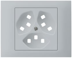 EB-Frontset kallysto f.Einbausteckdose G3 3×T23 Abdeckrahmen schraubbar hellgrau