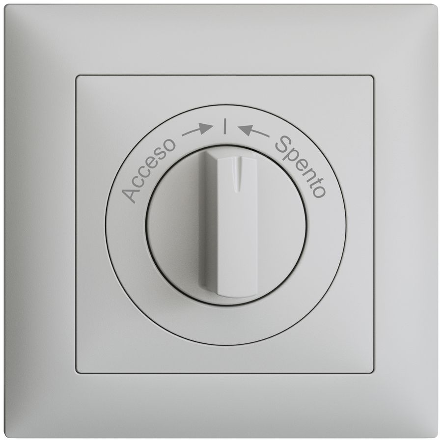 Frontset EDIZIOdue Acceso->I<-Spento hellgrau 88×88mm für Schwenktaster