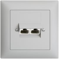 UP-Anschlussdose 2×RJ45/u 4P getr. EDIZIOdue hellgrau ITplus