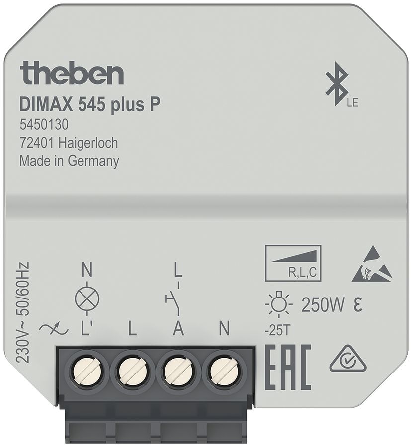 EB-Dimmaktor Theben DIMAX 545 plus P, Bluetooth, 1-Kanal 250W