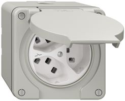 NAP-Steckdose NEVO, 3×T23, IP21, 1×getrennt, lichtgrau