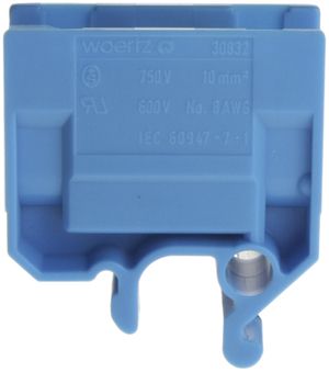 Abzweigklemme Woertz 4…10mm² 57A 750V Schraubanschluss 2×1 G-Schiene blau