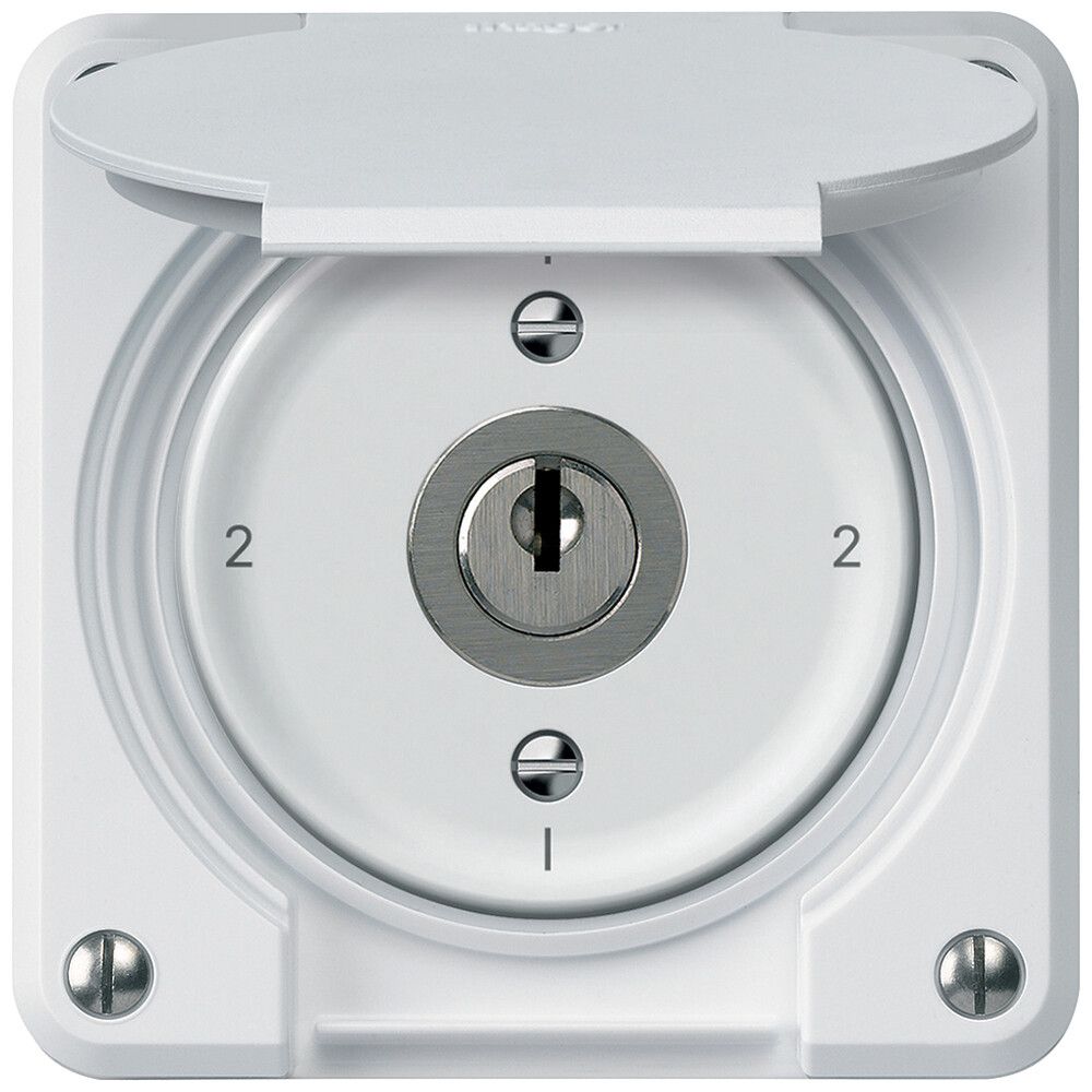 UP-Schlüsselschalter robusto Wechselschalter 16A 250V 86×86mm weiss