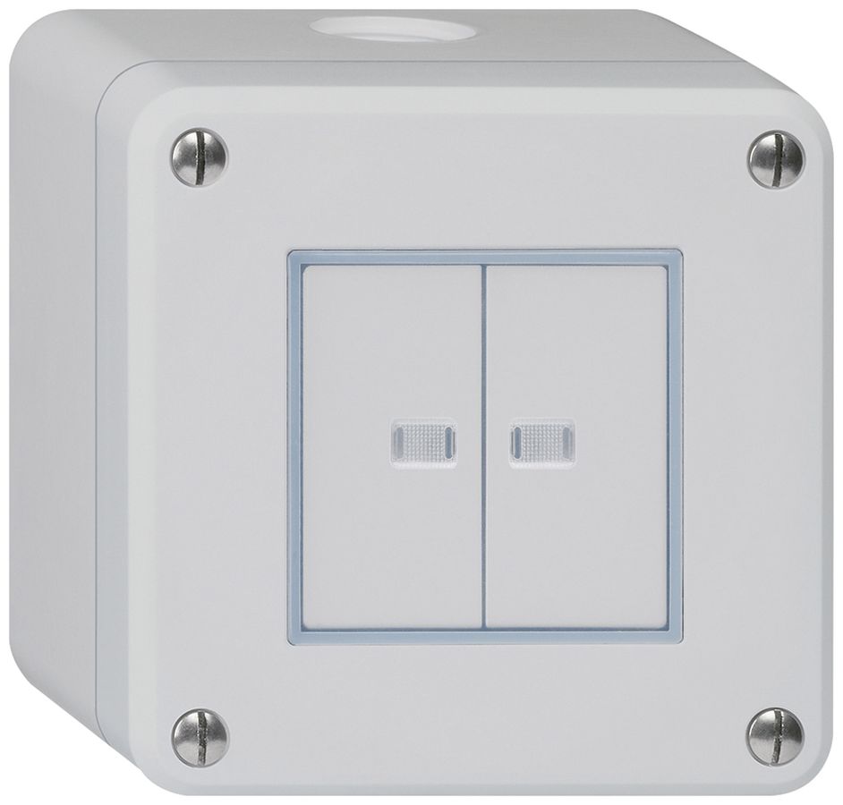 AP-Druckschalter robusto IP55 Schema 3/Drucktaster 2×beleuchtet grau