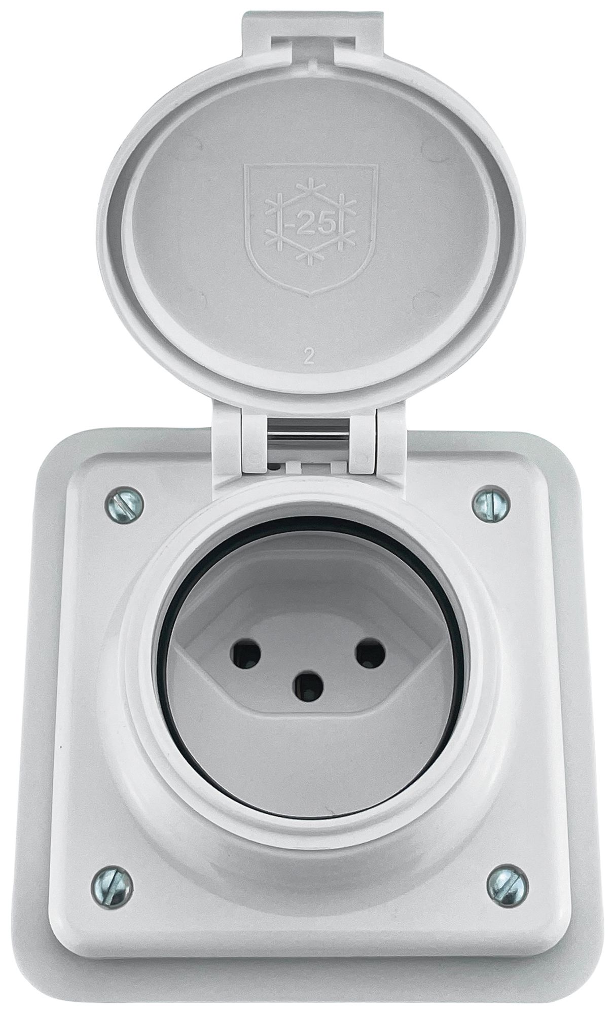 Prise ENC Steffen MICA 1×T13 10A 230V IP55 avec couvercle blanc