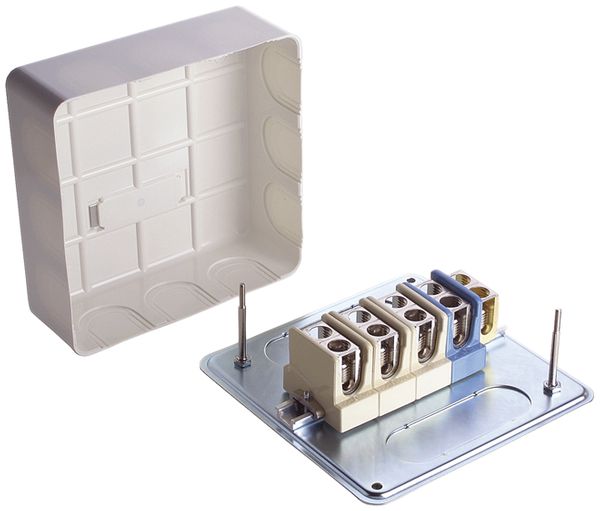 Boîte de dérivation AP Woertz 3LNPE 5×16mm² 160×160×59mm blanc