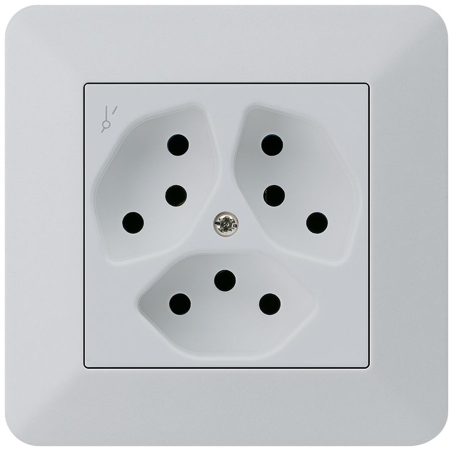 UP-Steckdose kallysto.trend 3×T13/1 hellgrau mit Kinderschutz