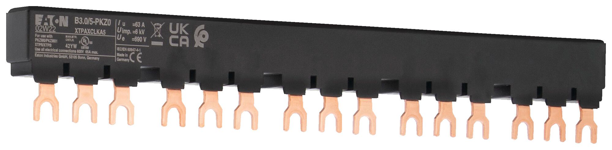 Pettine di raccordo Eaton B3.0/5-PKZ0 forca 63A 225mm nero