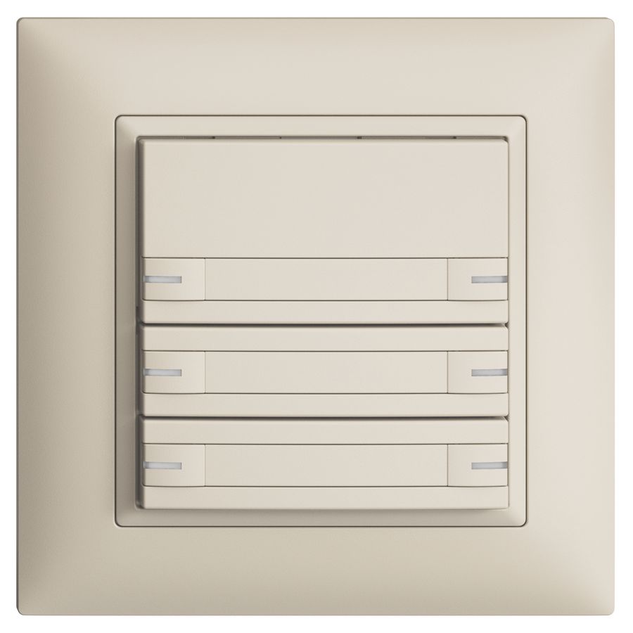 UP-KNX-Taster RGB EDUE FMI, 250mW, m.RGB-LED, m.Papier., 6×Taste, 1×Tastenb., cr