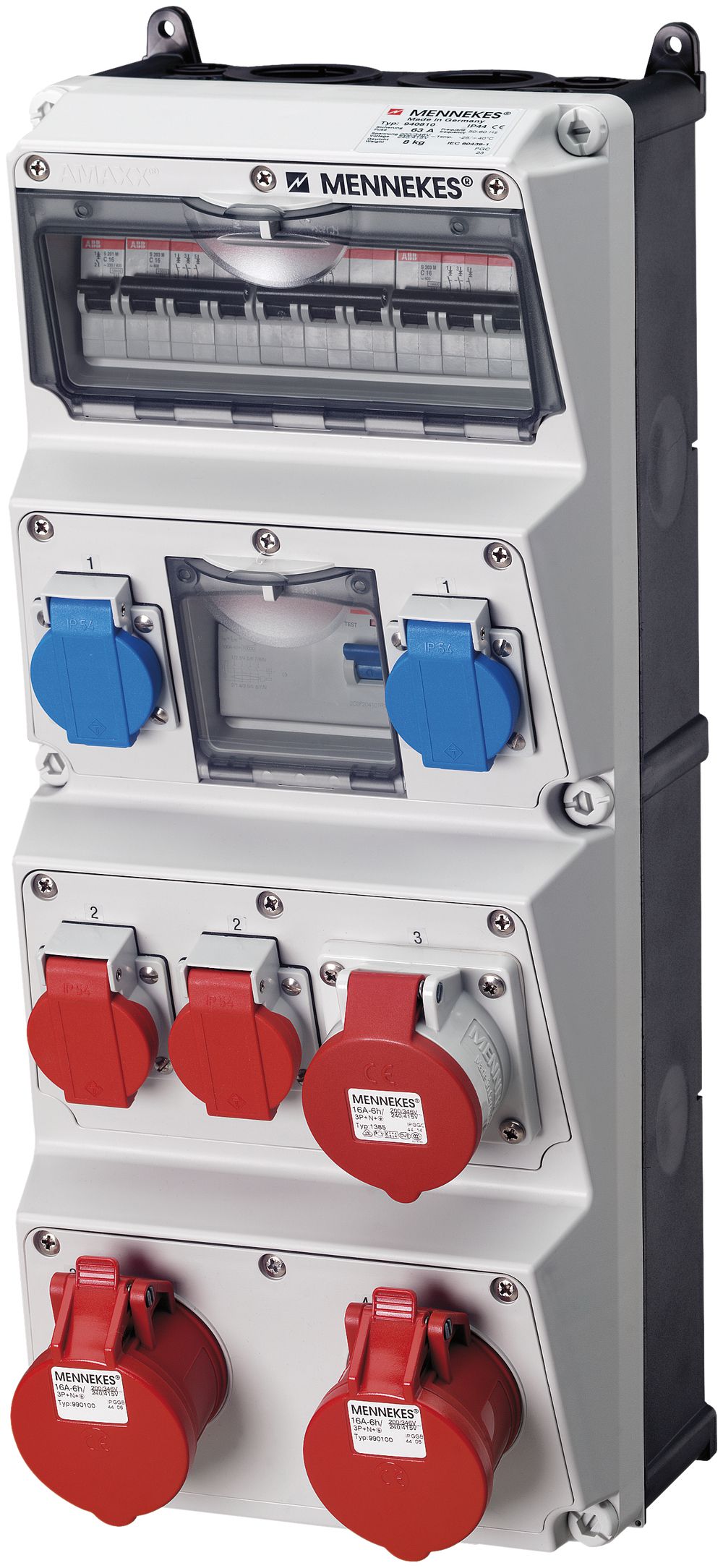 Stromverteiler Amaxx 63A 1×FI 4×LS 2×T23 2×T25/CEE16/5L