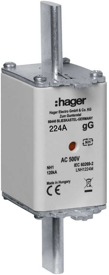Fusible HPC Hager DIN1c 500VAC 224A gG/gL avertisseur double antirouille