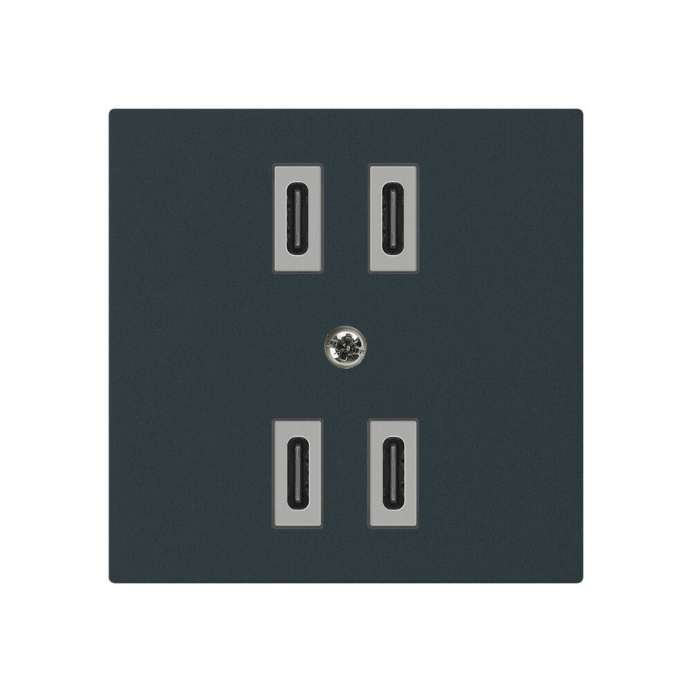 Prise de charge USB Hager kallysto 2×C-C 2×20W ou 4×10W 5V 60×60mm noir